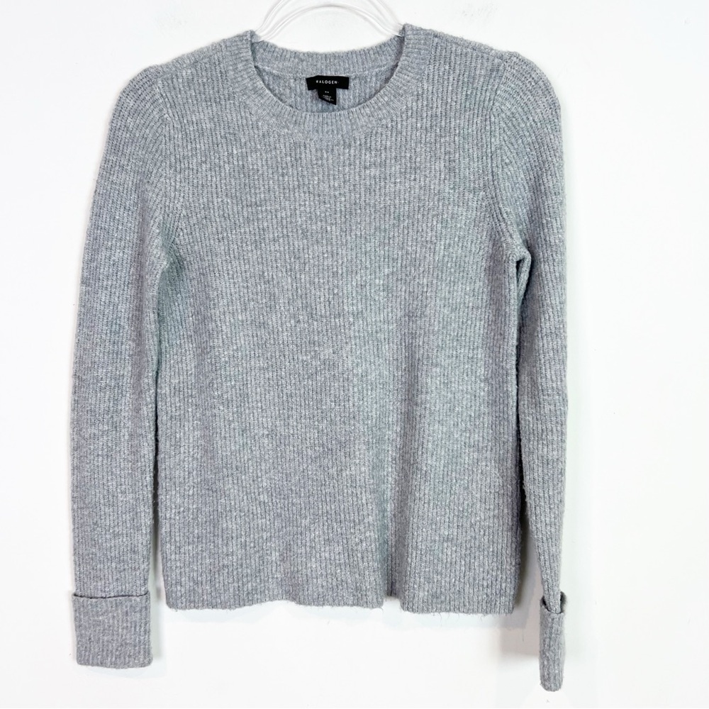 HALOGEN GRAY RIBBED LONG SLEEVE PULLOVER SWEATER WOMENS SZ XS